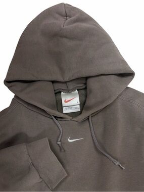 Vintage Nike Center Swoosh Mens Small Grey 90s Made in USA Hoodie Sweatshirt